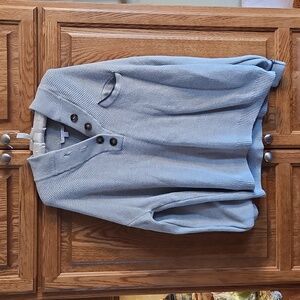 Lunya Cozy Cotton Silk Pocket Henley in Light Gray Womens L/XL